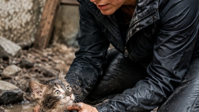 Heroic Rescue: Woman Saves Abandoned Kitten in Distress
