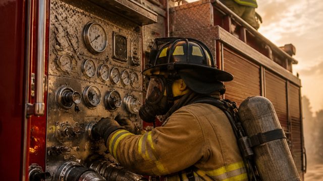 Brave Firefighters Tackle Blaze on Their Own Fire Engine
